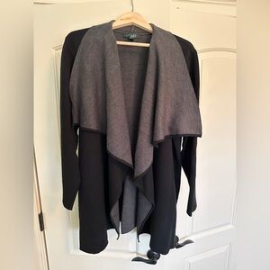 Ralph Lauren Merino Wool Two-Tone Open Front Sweater Jacket